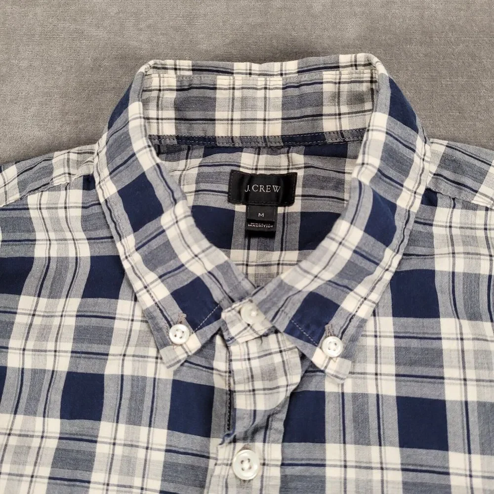 J Crew Vintage Blue‎ White Plaid Button Up Shirt Long Sleeve Mens Size Medium